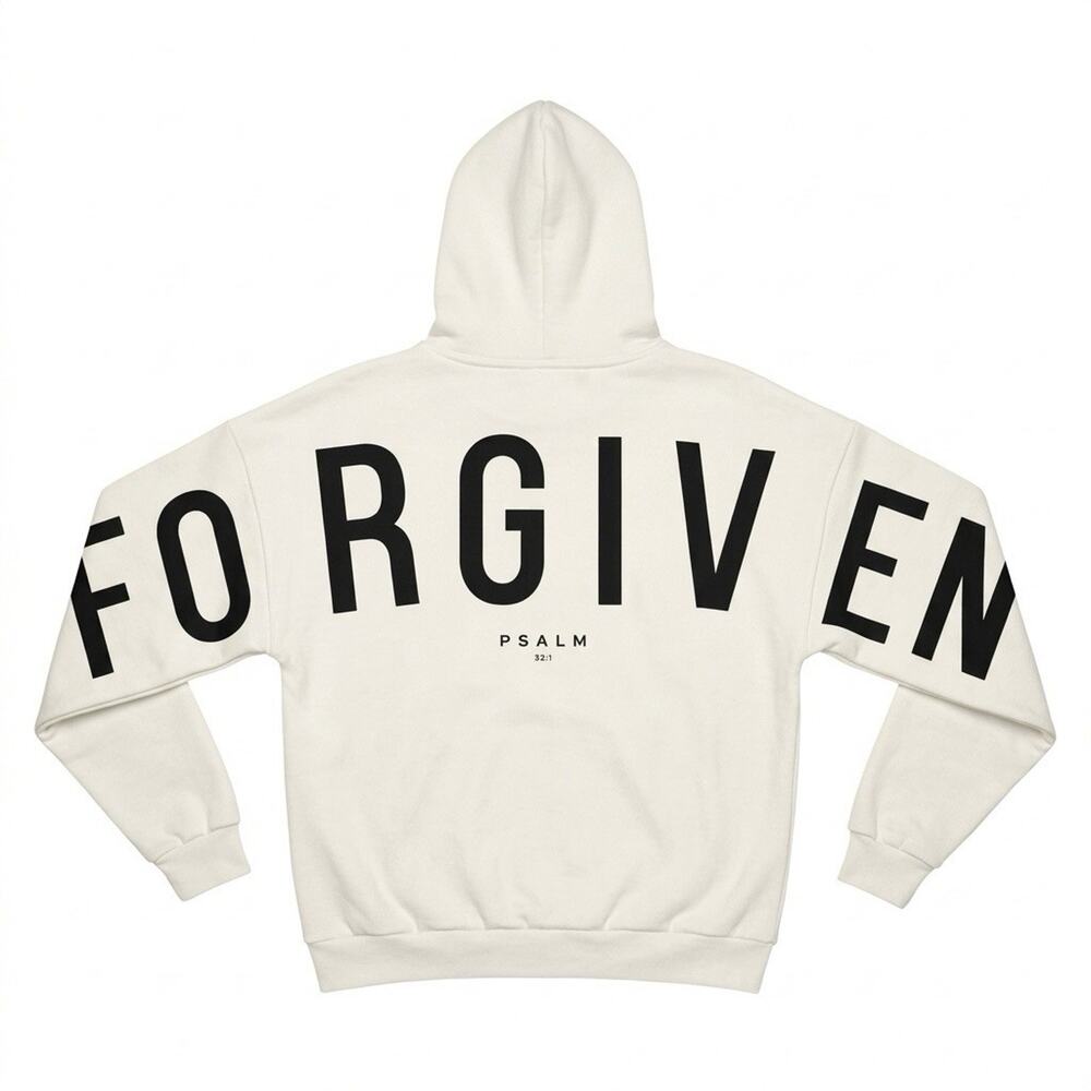 GLO Forgiven Antartica Fleece Zip Hoodie Size XL Cream Oversized PSALM 32:1 NWT
